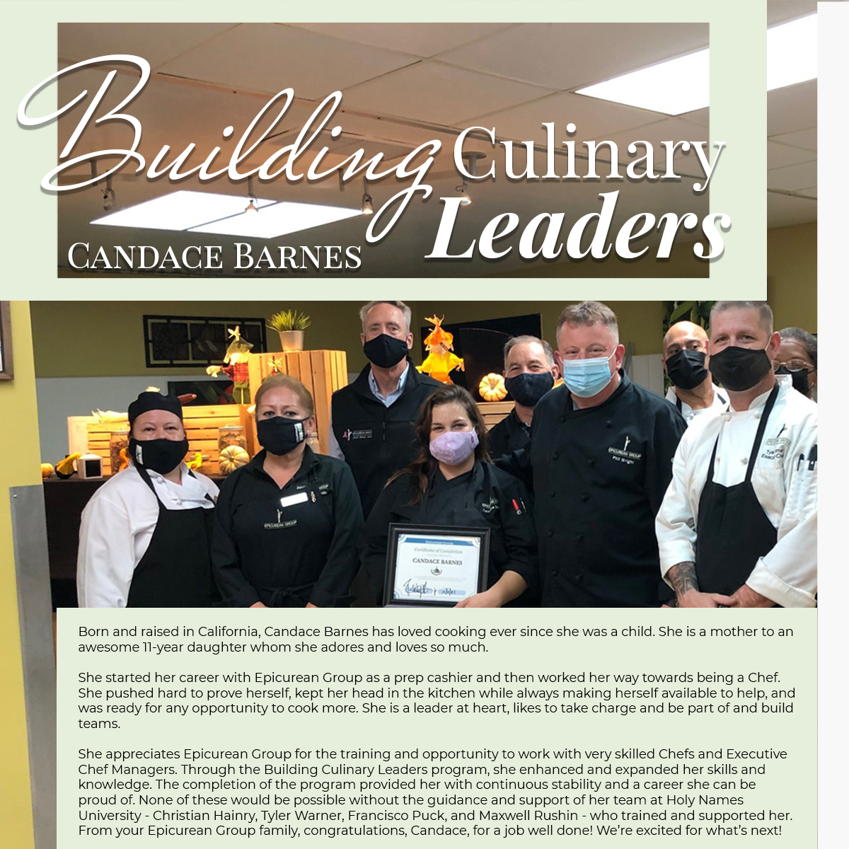 Building Culinary Leaders - Candace C.