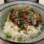 Chicken Teriyaki Bowl with Steamed Rice, Carrots and Broccoli